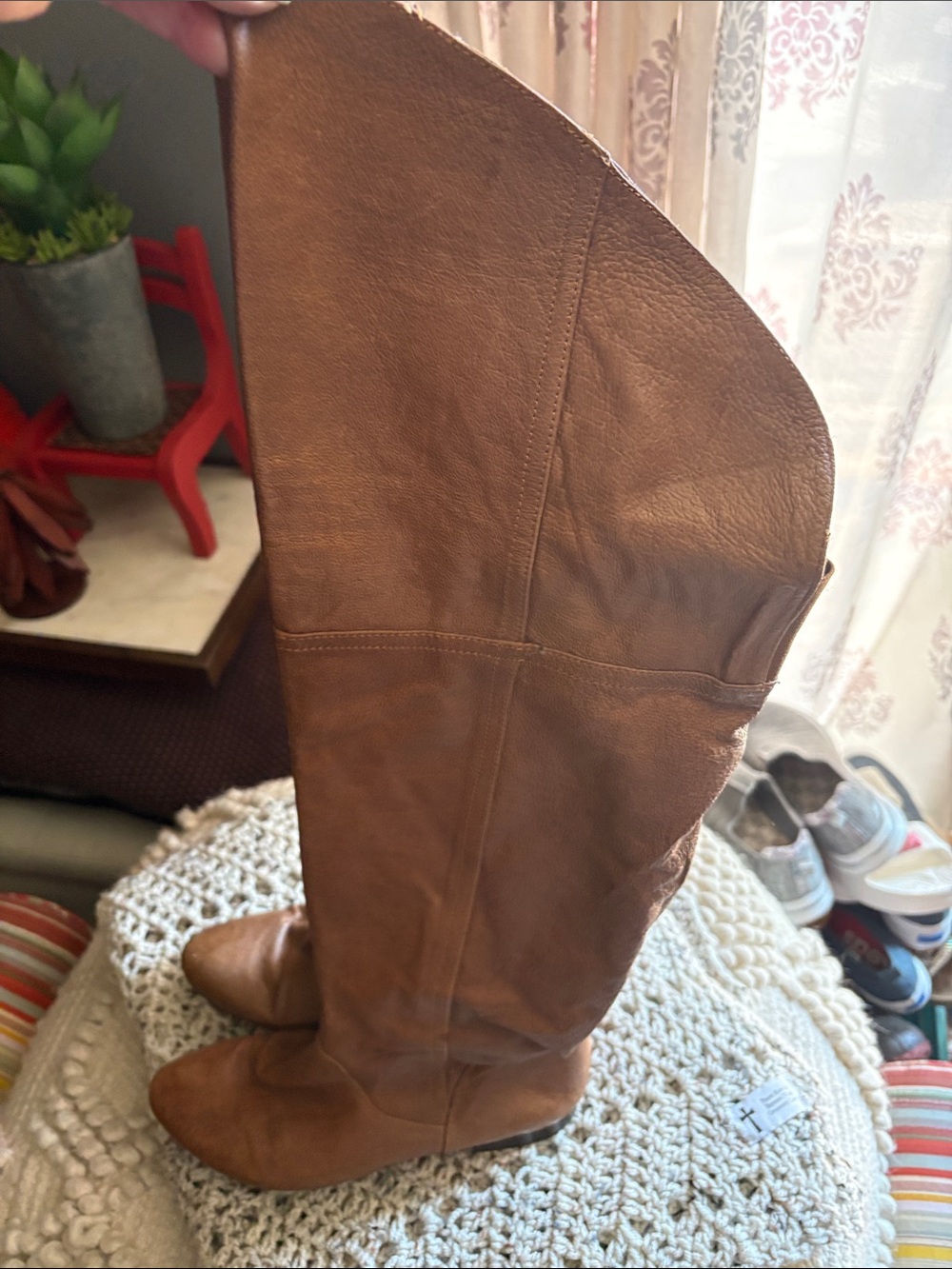 Chinese Laundry Tall Over-the-Knee Leather Boots - Cognac Brown